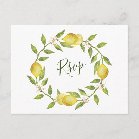 Lemons Blossom Wedding RSVP mit Essensauswahl Postkarte (Vorderseite)
