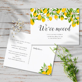 Lemons Blossom Wir haben neue Zuhause-Adresse vers Ankündigungspostkarte