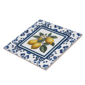 Lemons Blue and White Tribal Folk Art Pattern Fliese (Seite)