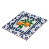 Lemons Blue and White Tribal Folk Art Pattern Fliese (Seite)