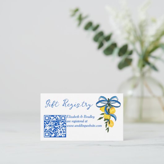 Lemons Blue Band Brautparty Geschenkgutschrift Begleitkarte (Stehend Vorderseite)