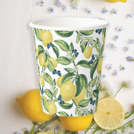 Lemons Blue Butterfells Botanical Baby Shower Pappbecher