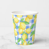 Lemons & Blue Gingham Personalisiert Glass Pappbecher (Rückseite)