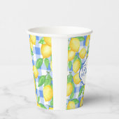 Lemons & Blue Gingham Personalisiert Glass Pappbecher (Rechts)