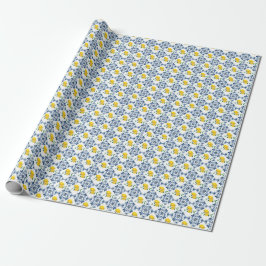 Lemons & Blue marokkanische Fliesenmuster Geschenkpapier