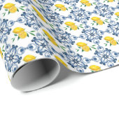 Lemons & Blue marokkanische Fliesenmuster Geschenkpapier (Rolleneckpunkt)