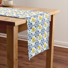 Lemons & Blue marokkanische Fliesenmuster Mittelgroßer Tischläufer