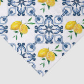 Lemons & Blue marokkanische Fliesenmuster Seidenpapier (Detail)
