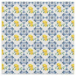 Lemons & Blue marokkanische Fliesenmuster Stoff