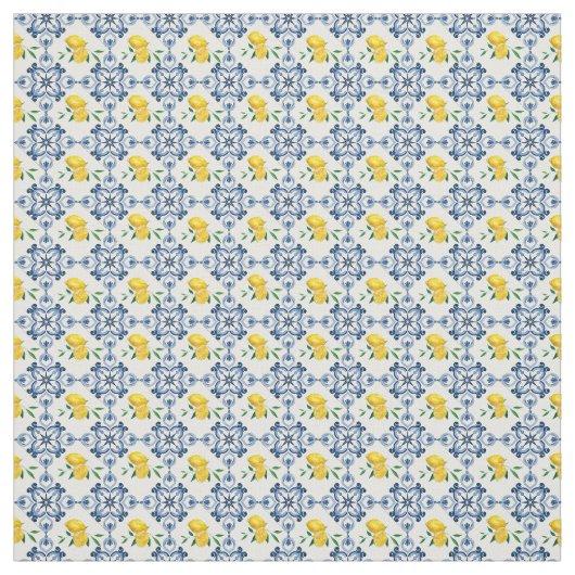 Lemons & Blue marokkanische Fliesenmuster Stoff (Muster)