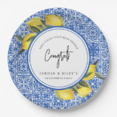 Lemons & Blue Mediterrane Tile Pappteller (Vorderseite)