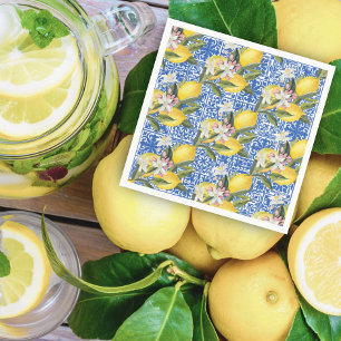 Lemons & Blue Mediterrane Tile Polterabend Serviette