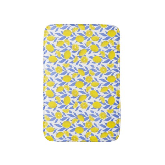 Lemons Blue Mediterranean Badematte (Vorderseite Vertikal)