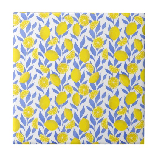 Lemons Blue Mediterranean Fliese (Vorderseite)