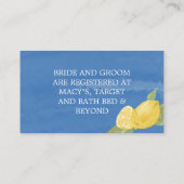 Lemons Blue Paint Wedding Registrierungskarte Visitenkarte (Rückseite)