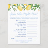 Lemons Blue rät das richtige Preis Baby Duschspiel Flyer (Vorne)