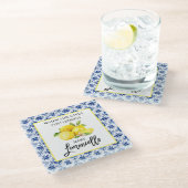 Lemons Blue Tile Limoncello Glasuntersetzer (Schrägansicht)