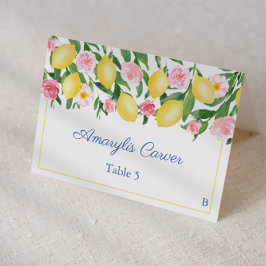 Lemons Blue Tile Meal Choice Hochzeit Platzkarte Tischnummer