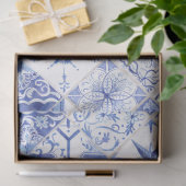 Lemons Blue White Rustico Farmhouse Tile Decoupage Seidenpapier (Geschenk)