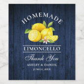 Lemons Blue Wood Limoncello Dank Flaschenetiketten Weinetikett (Einzelnes Label)