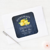 Lemons Blue Wood Wedding Danke Limoncello Quadratischer Aufkleber (Umschlag)