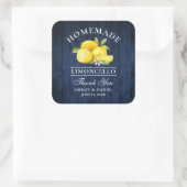 Lemons Blue Wood Wedding Danke Limoncello Quadratischer Aufkleber (Tasche)