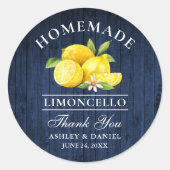 Lemons Blue Wood Wedding Danke Limoncello Runder Aufkleber (Vorderseite)