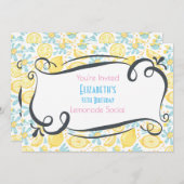 Lemons & Blume Geburtstag Lemonade Sozialeinladung Einladung (Vorne/Hinten)