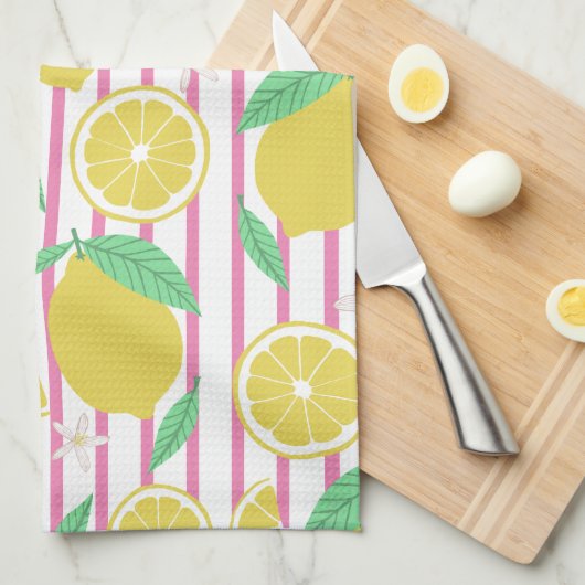 Lemons Blume Lemonade Strickmuster Geschirrtuch (Viertel Falte)