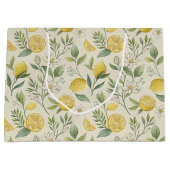 Lemons & Blume Muster Große Geschenktasche Geschenktüte (Vorderseite)