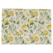 Lemons & Blume Muster Große Geschenktasche Geschenktüte (Rückseite)