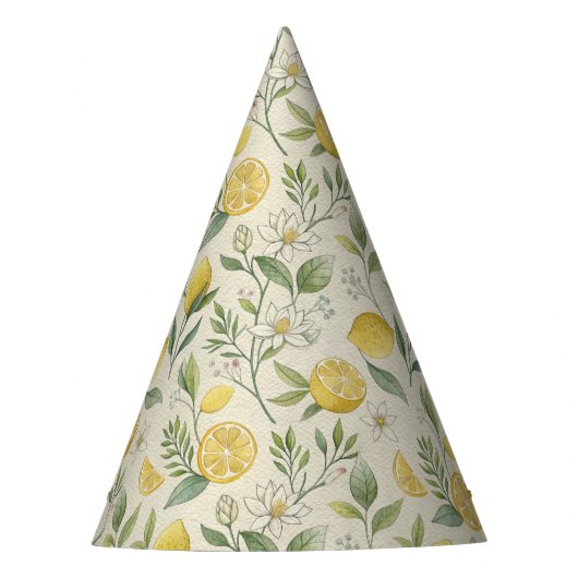 Lemons & Blume Muster Party Hat Partyhütchen (Vorderseite)