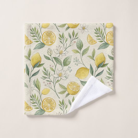Lemons & Blume Pattern Badetücher Set (Waschlappen)