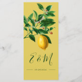 Lemons Botanisches Gelbgelbes Sommermonogramm Menükarte (Rückseite)