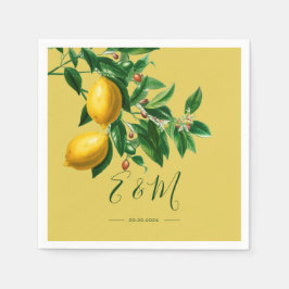 Lemons Botanisches Gelbgelbes Sommermonogramm Serviette