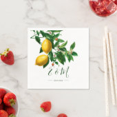 Lemons Botanisches Grün Sommer Monogramm Serviette (Beispiel)