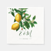 Lemons Botanisches Grün Sommer Monogramm Serviette (Vorderseite)