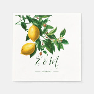 Lemons Botanisches Grün Sommer Monogramm Serviette