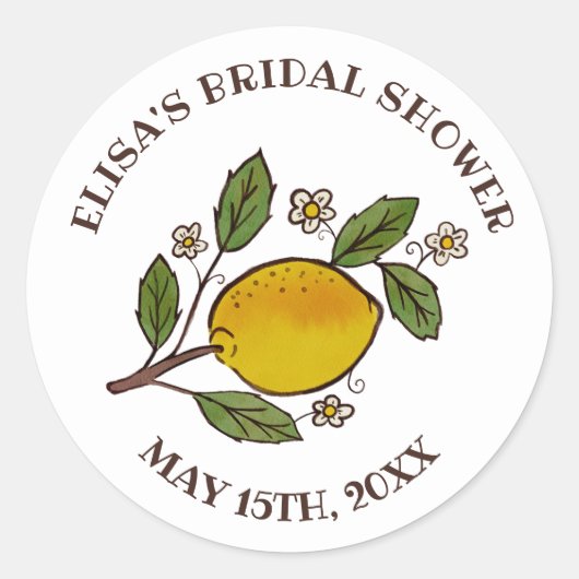 Lemons BRAUTPARTY Rustikales CUSTOM Runder Aufkleber (Vorderseite)