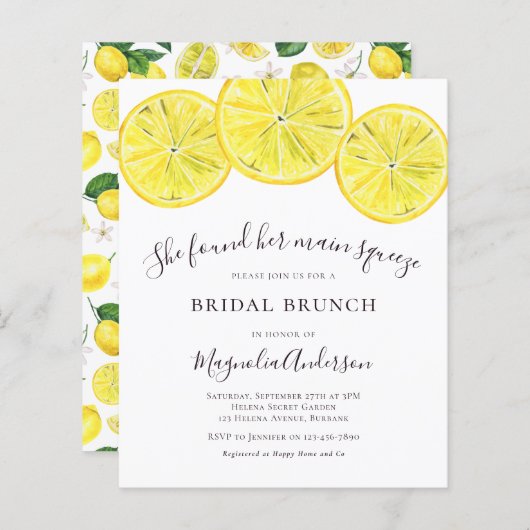 Lemons Bridal Brunch Einladung (Vorne/Hinten)