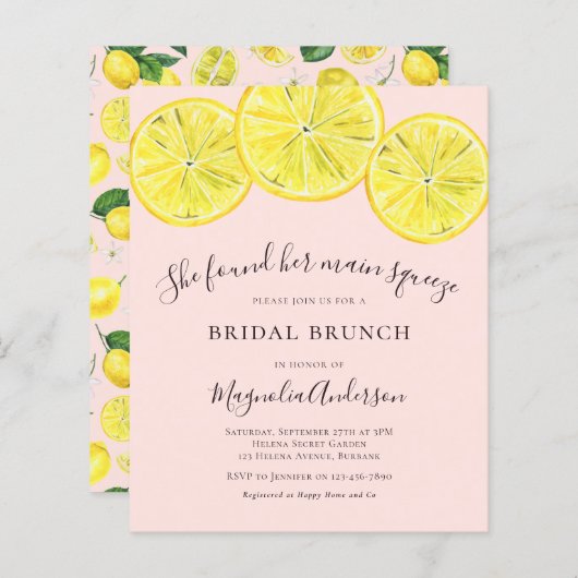 Lemons Bridal Brunch Einladung (Vorne/Hinten)