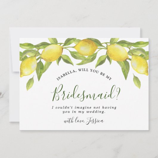 Lemons Bunch wird meine Bridesmaid Einladung sein (Vorderseite)