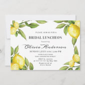 Lemons Chic Greenery Watercolor Bridal Luncheon Einladung (Vorderseite)