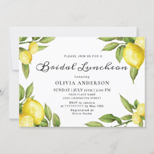Lemons Chic Greenery Watercolor Bridal Luncheon Einladung