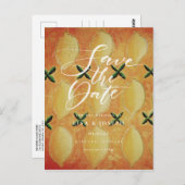 Lemons Country Script Save the Date Postkarte (Vorne/Hinten)