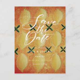 Lemons Country Script Save the Date Postkarte