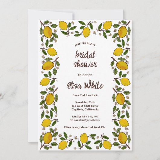 Lemons CUSTOM QR Code BRAUTPARTY Einladung (Vorderseite)