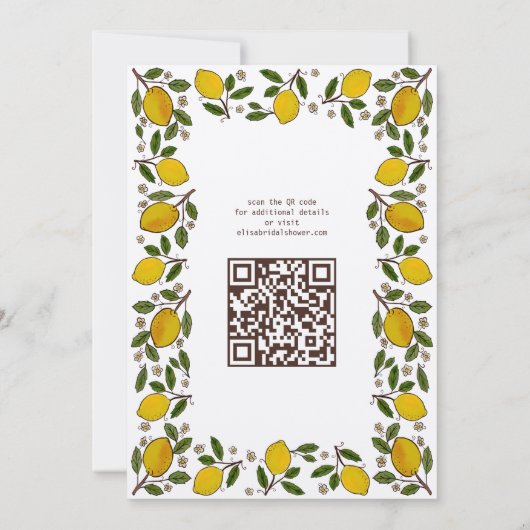 Lemons CUSTOM QR Code Kraft BRAUTPARTY Einladung (Rückseite)