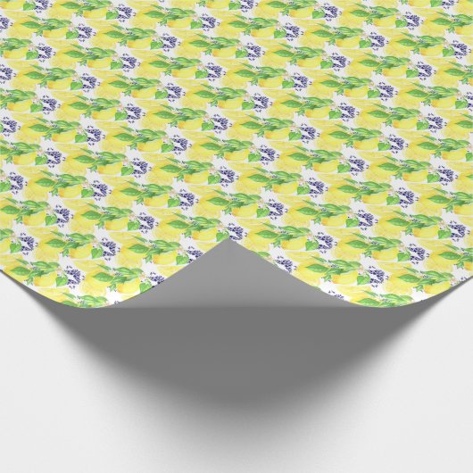 Lemons Damask Pattern Geschenkpapier (Ecke)