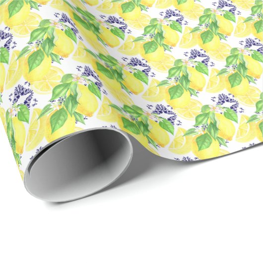 Lemons Damask Pattern Geschenkpapier (Rolleneckpunkt)
